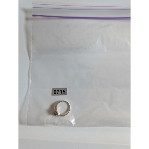 Vintage Sterling Silver 925 Black & Clear CZ Square‎ Ring - Picture 4 of 8